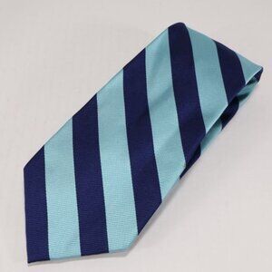 Lands End Mens Necktie Silk Stripe Repp Classic Business Blue